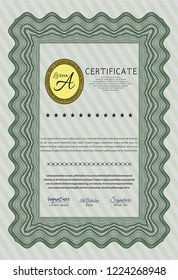 Green Sample Diploma. With complex background. Customizable, Easy to edit and change colors. Beauty design. 