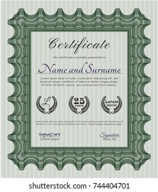Green Sample Diploma. Complex background. Good design. Customizable, Easy to edit and change colors. 