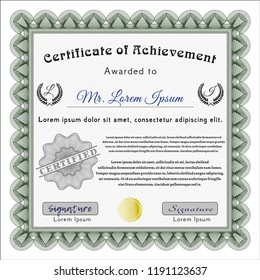 Green Sample Diploma. Cordial design. Complex background. Detailed. 