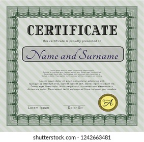 Green Sample Diploma. Cordial design. Customizable, Easy to edit and change colors. With linear background. 