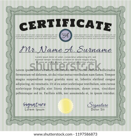 Green Sample Diploma. Customizable, Easy to edit and change colors. With background. Superior design. 