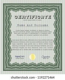 Green Sample Diploma. Detailed. With complex background. Nice design. 