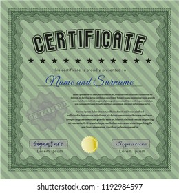 Green Sample Diploma. Detailed. With complex background. Excellent design. 