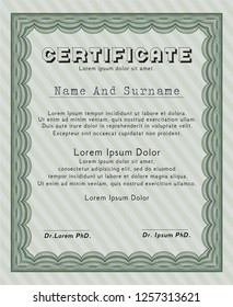 Green Sample Diploma. Detailed. Complex background. Superior design. 