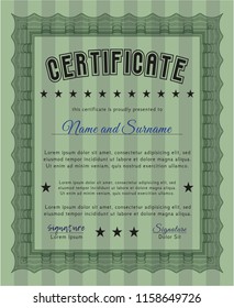 Green Sample Diploma. Detailed. With guilloche pattern and background. Lovely design. 