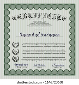Green Sample Diploma. Detailed. With linear background. Good design. 