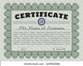 Green Sample Diploma. Easy to print. Detailed. Perfect design. 