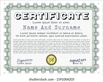 Green Sample Diploma. Easy to print. Vector illustration. Modern design. 