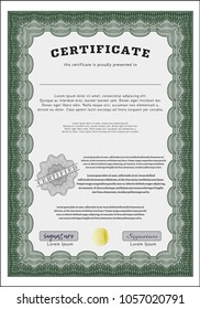 Green Sample Diploma. Elegant design. Printer friendly. Customizable, Easy to edit and change colors. 