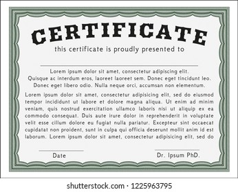 Green Sample Diploma. Excellent design. Detailed. With complex background. 
