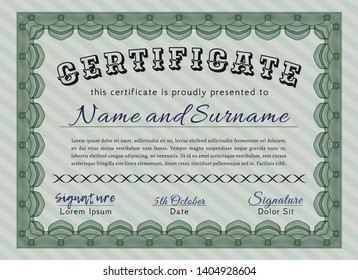 Green Sample Diploma. Excellent design. Customizable, Easy to edit and change colors. Easy to print. 