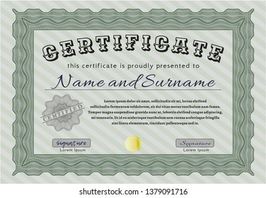 Green Sample Diploma. Good design. With background. Customizable, Easy to edit and change colors. 