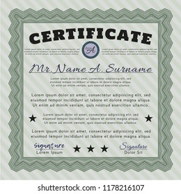 Green Sample Diploma. With great quality guilloche pattern. Customizable, Easy to edit and change colors. Artistry design. 