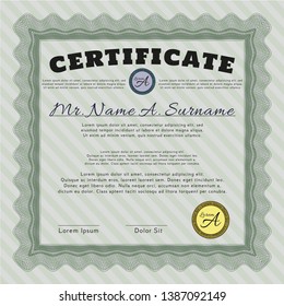 Green Sample Diploma. With great quality guilloche pattern. Elegant design. Customizable, Easy to edit and change colors. 