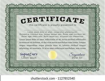 Green Sample Diploma. With linear background. Beauty design. Customizable, Easy to edit and change colors. 
