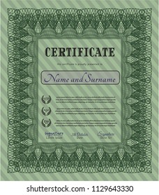 Green Sample Diploma. With linear background. Detailed. Excellent design. 