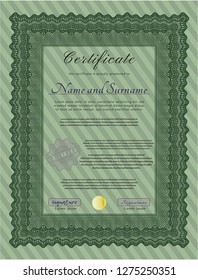 Green Sample Diploma. Lovely design. Customizable, Easy to edit and change colors. With linear background. 