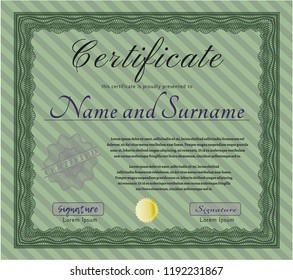 Green Sample Diploma. Money Pattern design. Vector illustration. With quality background. 