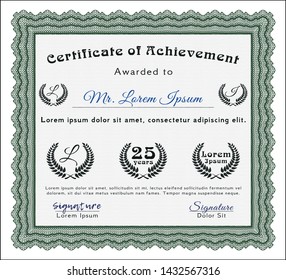 Green Sample Diploma. Nice design. Detailed. With great quality guilloche pattern. 