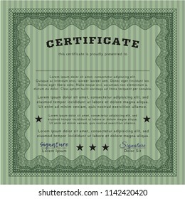 Green Sample Diploma. Perfect design. With complex linear background. Customizable, Easy to edit and change colors. 