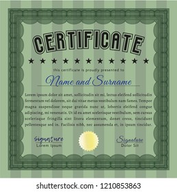 Green Sample Diploma. Perfect design. Vector illustration. With quality background. 