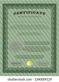 Green Sample Diploma. Perfect design. With guilloche pattern. Customizable, Easy to edit and change colors. 