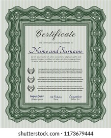 Green Sample Diploma. With quality background. Customizable, Easy to edit and change colors. Good design. 