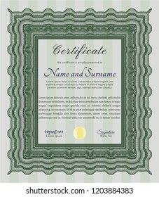 Green Sample Diploma. With quality background. Detailed. Modern design. 