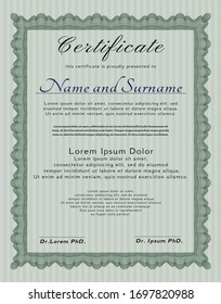 Green Sample Diploma. With quality background. Customizable, Easy to edit and change colors. Superior design. 