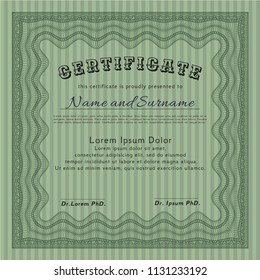 Green Sample Diploma. Retro design. With linear background. Customizable, Easy to edit and change colors. 