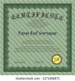 Green Sample Diploma. Sophisticated design. Detailed. Complex background. 