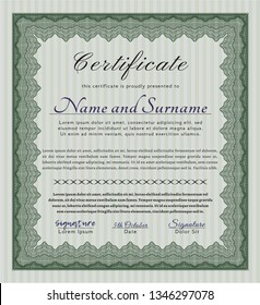 Green Sample Diploma. Sophisticated design. Easy to print. Detailed. 