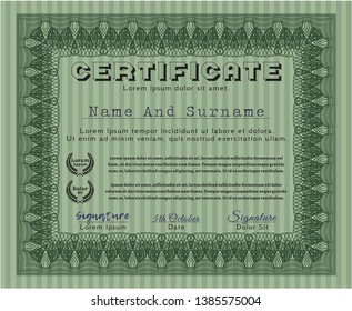 Green Sample Diploma. Sophisticated design. Customizable, Easy to edit and change colors. With background. 
