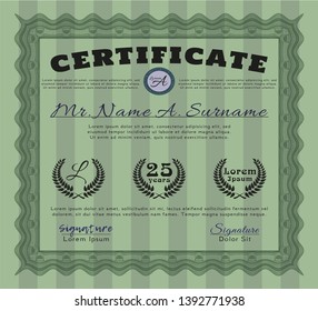 Green Sample Diploma. Sophisticated design. Detailed. Complex background. 