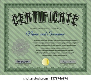 Green Sample Diploma. Superior design. Customizable, Easy to edit and change colors. With guilloche pattern and background. 