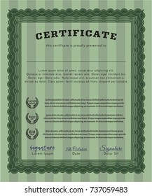 Green Sample Diploma. Vector illustration. With quality background. Excellent design. 