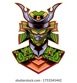 Diseño del logo de la mascota robot Samurai verde