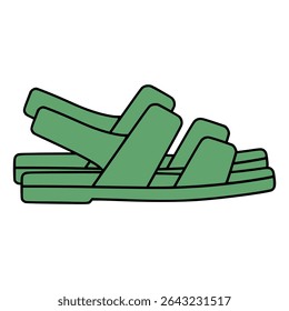 green sandal footwear fashion lifestyle flat color vector illustration template design