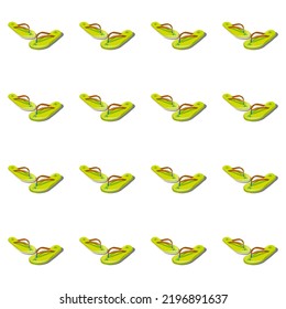Green sandals seamless pattern on white background. Sandals vector illustration. Fashion background in minimal design.