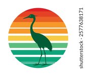 A green  sandhill crane silhouette vector 