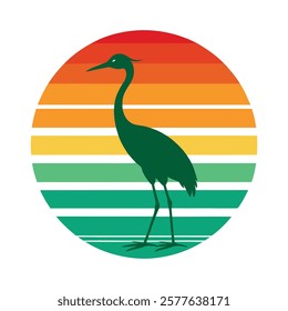 A green  sandhill crane silhouette vector 