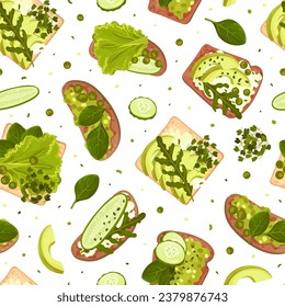Sandwich vert avec légumes Motif harmonieux Modèle vectoriel de création