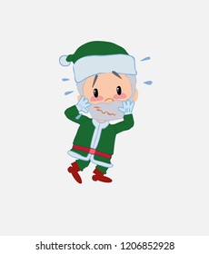 Green Santa Claus pleasantly surprised.																									