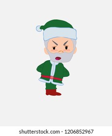 Green Santa Claus is slightly angry.																									