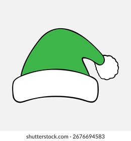 Ilustração de vetor de Santa Chapéu verde - Clipart de Natal Cap Isolado no Branco
