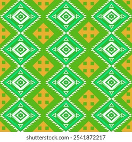 Sarong vert conçu avec des motifs géométriques, une combinaison parfaite et accrocheuse dans les textiles et les vêtements ou la décoration. Illustration vectorielle.