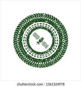 Green satelite icon inside rubber grunge stamp