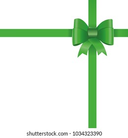 Green satin bow for gift boxes