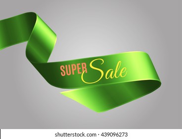 Green satin ribbon SUPER SALE