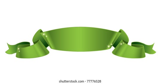 Green satin ribbon vector illustration